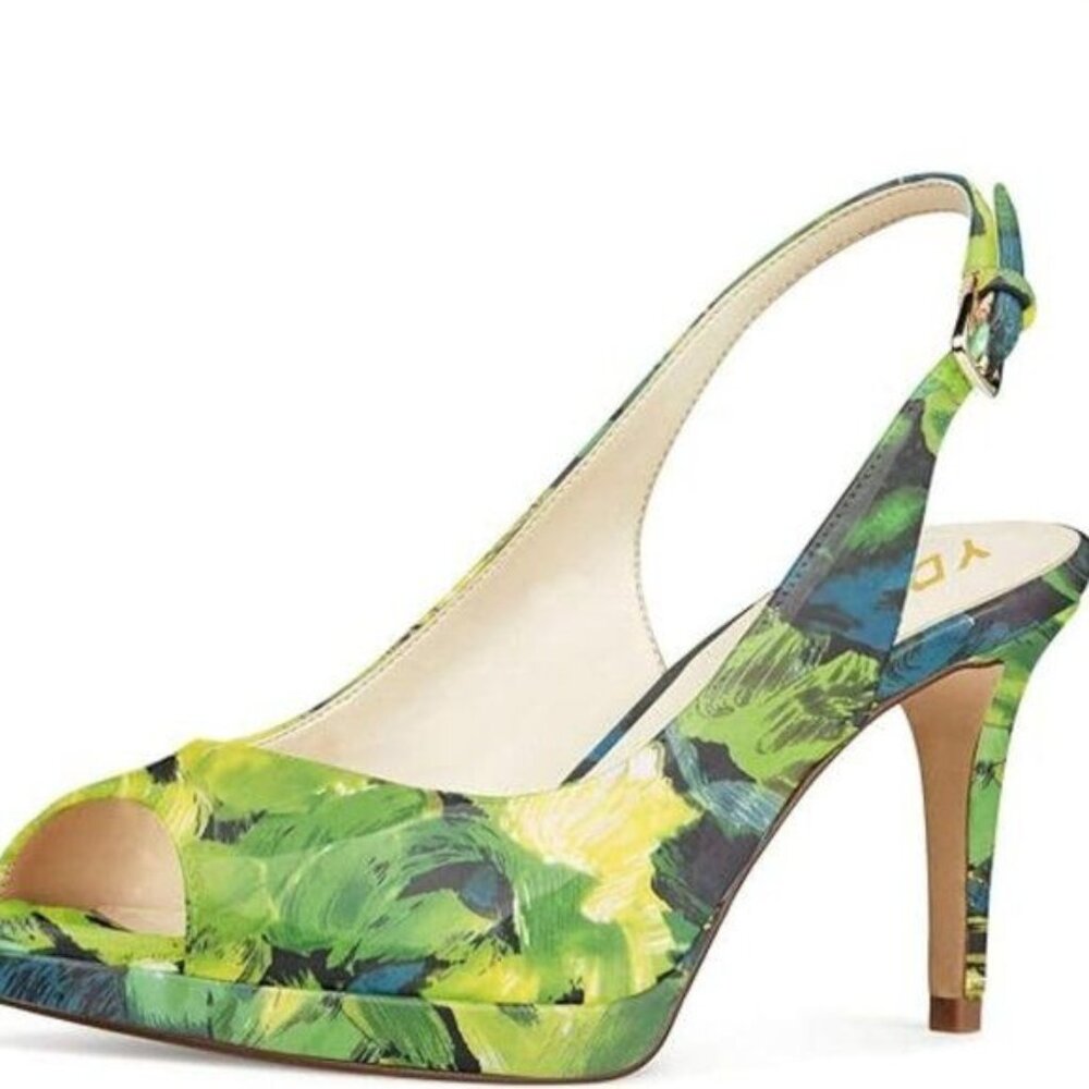 YDN Women Sexy High Heels Pumps Peep Toe Platform Block Slingback Dress Shoes